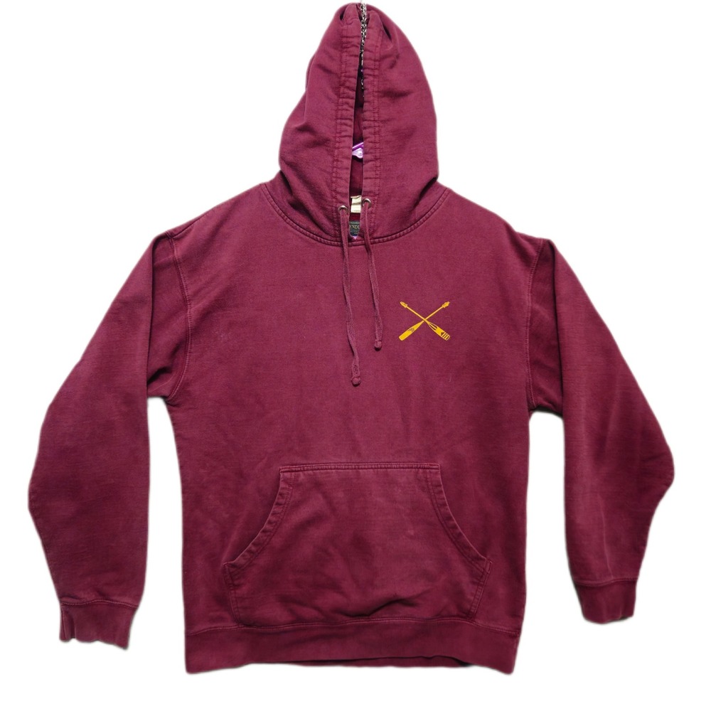 Pendleton Woolen Mills Pullover Hoodie Mens Medium Maroon Graphic Logo Kangaroo